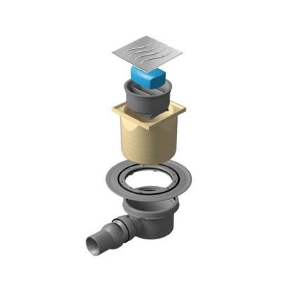 13000016 Точечный трап 100х100 мм Confluo Standard Dry 2,с сухим затвором, металл с перфорацией Tide (Волна), без рамки Исполнение: Хром  13000016 Точечный трап 100х100 мм Confluo Standard Dry 2,с сухим затвором, металл с перфорацией Tide (Волна), без рамки Исполнение: Хром