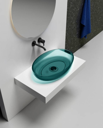 Раковина накладная прозрачная ABBER Kristall AT2801Aquamarin бирюзовая Раковина накладная прозрачная ABBER Kristall AT2801Aquamarin бирюзовая