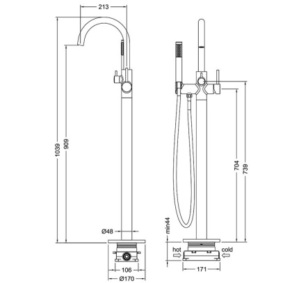 Смеситель Timo Saona 2310/18Y-CR напольный черное золото