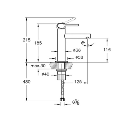 Смеситель Origin для раковины, средний, матовый черный