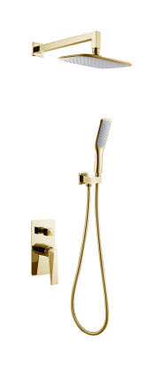 Смеситель встроенный + верхний душ + ручной душ ЗОЛОТО Смеситель встроенный + верхний душ + ручной душ ЗОЛОТО