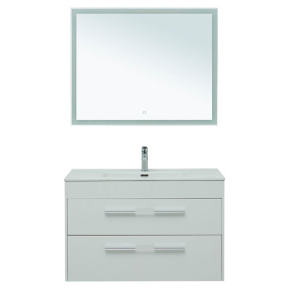 Мебель для ванной Aquanet Августа 100 белый (ручка хром, раковина Flat)