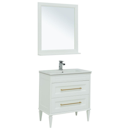 Мебель для ванной Aquanet Бостон М 80 белый (ручки золото, раковина Эйфория)