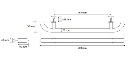 Дверная ручка Bemeta Help 301553015 Хром матовый, 700 мм