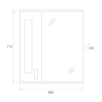 Шкаф-зеркало Onika Кристалл 58 белый, левый, с подсветкой