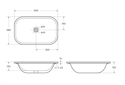 CEZARES Раковина керамическая встраиваемая сверху 60 см, CZR-ARE-60-LVB