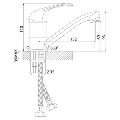 Смеситель Rossinka A35-22 для раковины