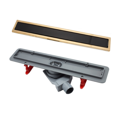 13100097 Линейный трап Confluo Premium Black Glass Line 650 Gold Исполнение: Чёрное стекло, рамка - позолота 24К  13100097 Линейный трап Confluo Premium Black Glass Line 650 Gold Исполнение: Чёрное стекло, рамка - позолота 24К