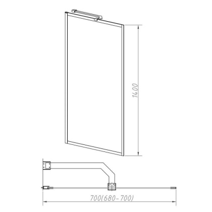 Душевая шторка на ванну VSB-41700FLB, 700*1400, черный, стекло рифленое Душевая шторка на ванну VSB-41700FLB, 700*1400, черный, стекло рифленое