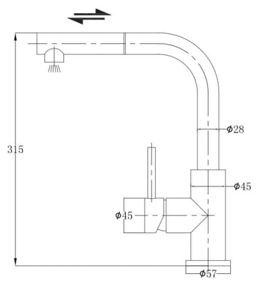 Смеситель для мойки OMNIRES ALBANY AB1455IN (инокс)