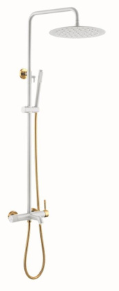 Стойка для душа со смесителем UNO белый золото Стойка для душа со смесителем UNO белый золото