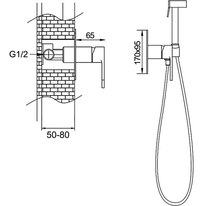 Гигиенический душ со смесителем Rose R255, хром