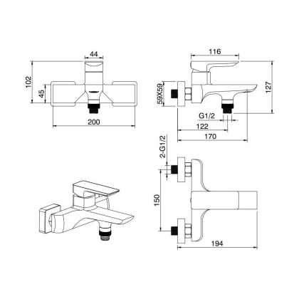 Смеситель для ванны с душем Allen Brau Infinity 5.21006-00 хром