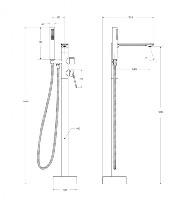 COMFORT-VDP-01 Напольный смеситель для ванны, хром