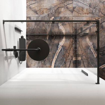 W84G-403-12080-BТ Душевое ограждение Func Square Slide 120х80, Черный, прозрачное