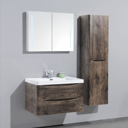 Тумба с раковиной подвесная  BelBagno ANCONA-N 80 Rovere Moro, раковина белая Тумба с раковиной подвесная  BelBagno ANCONA-N 80 Rovere Moro, раковина белая