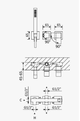 PORTA-VDM2-SR Встраиваемый смеситель для ванны и душа однорычажный в комплекте с ручным душем на одной площадке, на 3 вывода, исполнение sunrise PORTA-VDM2-SR Встраиваемый смеситель для ванны и душа однорычажный в комплекте с ручным душем на одной площадке, на 3 вывода, исполнение sunrise