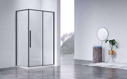 Душевой уголок Slim-N VSR-4SN9011CLB, 1100*900, черный, стекло прозрачное