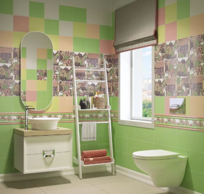 Плитка настенная 5177N Калейдоскоп персик 20*20*6,9 (26шт/1,04м2), м2