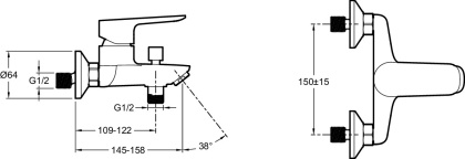 Смеситель Jacob Delafon Oscar E29844-CP для ванны и душа, шт