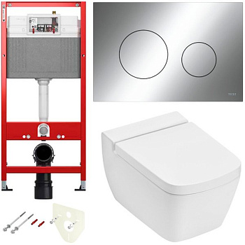 Комплект установки подвесного унитаза: модуль, панель TECEloop хром глянцевый, унитаз TECEone