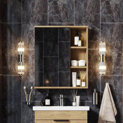 Шкаф-зеркало Onika Легран 50 дуб галифакс, универсальный Шкаф-зеркало Onika Легран 50 дуб галифакс, универсальный