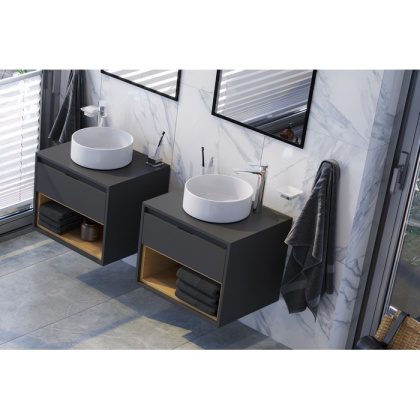 Тумба под накладную раковину EXCELLENT Tuto 60 см (серый/дуб), 1 ящик