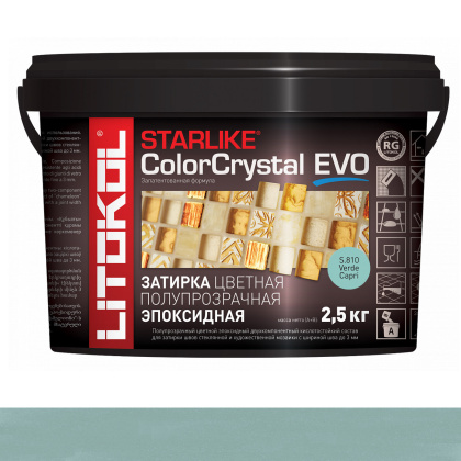 Затирка эпоксидная STARLIKE COLOR CRYSTAL EVO, S.810 Verde Capri 2,5кг Затирка эпоксидная STARLIKE COLOR CRYSTAL EVO, S.810 Verde Capri 2,5кг