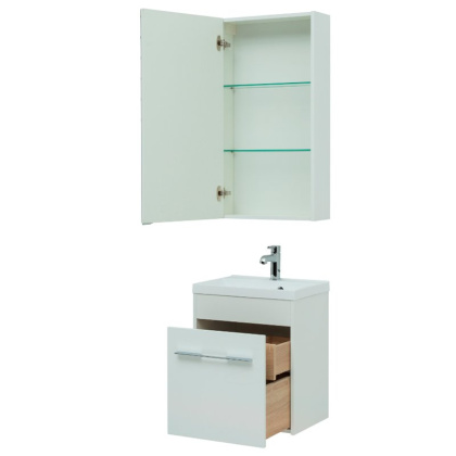 Мебель для ванной Aquanet Августа 50 белый (ручка хром) Мебель для ванной Aquanet Августа 50 белый (ручка хром)