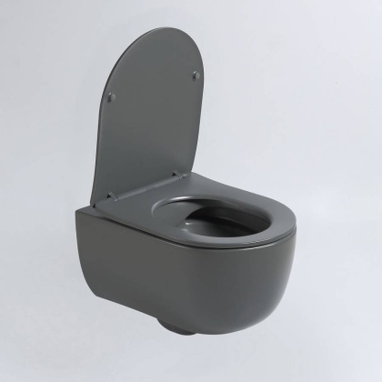 Унитаз подвесной Evo VT1-34SMA безободковый, цвет антрацит матовый, ультратонкое soft-close сиденье Унитаз подвесной Evo VT1-34SMA безободковый, цвет антрацит матовый, ультратонкое soft-close сиденье