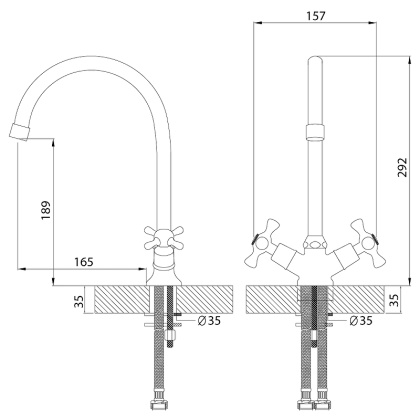 Смеситель Rossinka Н02-72R для кухни