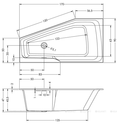 Акриловая ванна Riho Rething Space 170x90 R Plug & Play Акриловая ванна Riho Rething Space 170x90 R Plug & Play