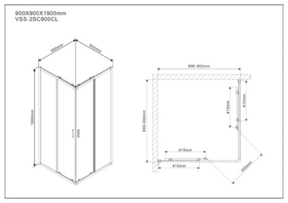 Душевой уголок Scala VSS-2SC900CL, 900*900, хром, стекло прозрачное