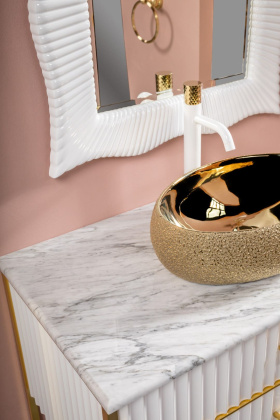 Столешница мрамор 81см Bianca Carrera под LV-6 чашу