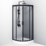 W90G-401-080BT Душевое ограждение Gem 1/4 Rond 80x80 стекло прозрачное, профиль Черный матовый, без
