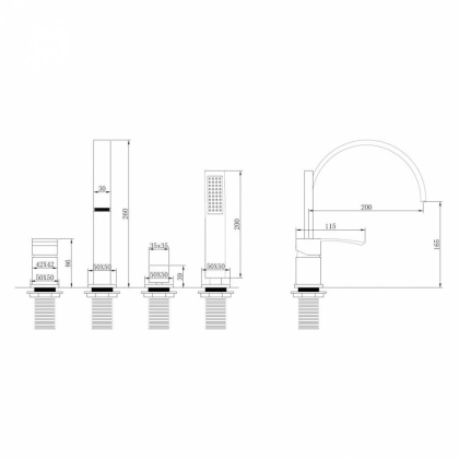 Смеситель ABBER Wasserfall AF8613NG на борт ванны, никель Смеситель ABBER Wasserfall AF8613NG на борт ванны, никель