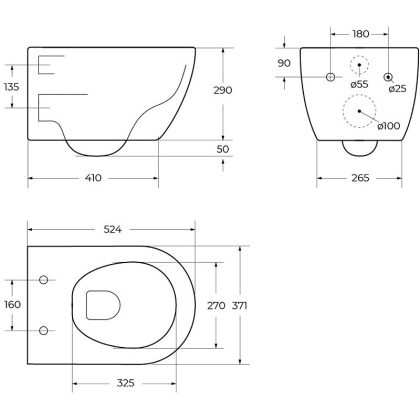 Унитаз подвесной безободковый CEZARES COMFORT CZR-191-TH Унитаз подвесной безободковый CEZARES COMFORT CZR-191-TH