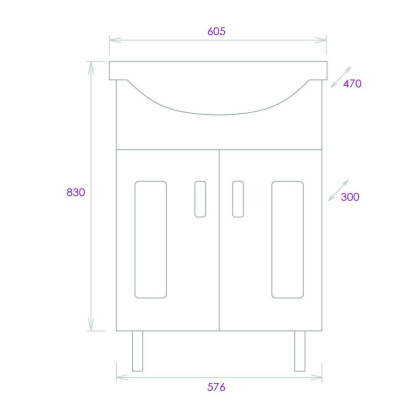 Тумба Onika Кристалл 60 напольная, белая (ум. Байкал 60)