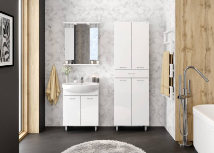 Шкаф-зеркало Onika Валерия 65 белый, правый, с подсветкой