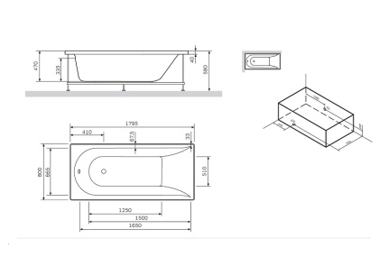 W72A-180-080W-R2 Каркас для ванны Spirit 180х80 W72A-180-080W-R2 Каркас для ванны Spirit 180х80