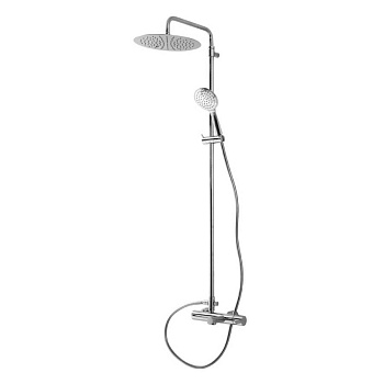 LEAF-CVDA-30-SS Душевая стойка телескопическая со смесителем с верхним и ручным душем, верхний душ диаметр 300 мм металл, исполнение sunset