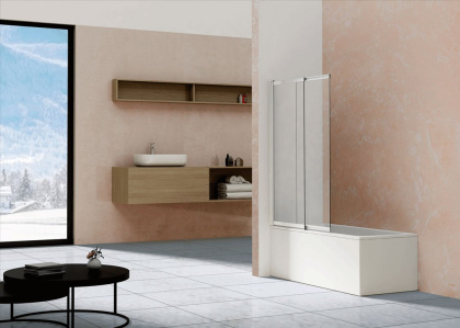 Душевая шторка на ванну VSB-1E100CL, 1000*1450, хром, стекло прозрачное