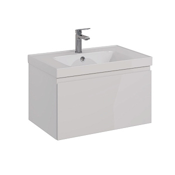 Тумба Lemark VEON MINI 70см под 1 раковину, подвесная,1 ящик, цвет корпуса, фасада: Белый глянец