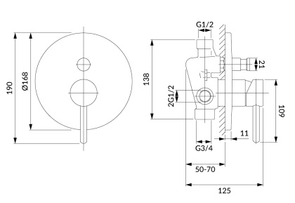 Смеситель для душа скрытого монтажа OMNIRES Y Y1235NI (никель)