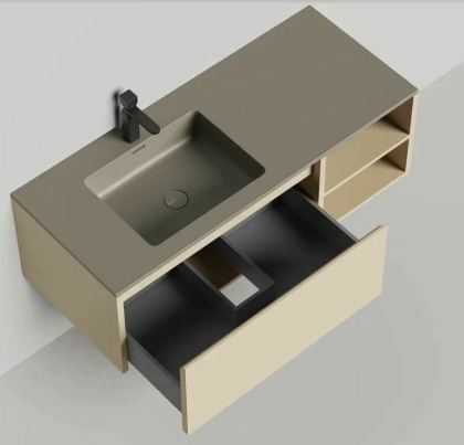 Подвесная тумба Domino 1200, эмаль, с открытой полкой, под встраиваемую раковину
