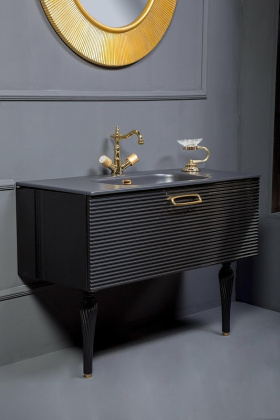 Тумба Linea 100 черная + золото_Комплект 842-100-BG Boheme