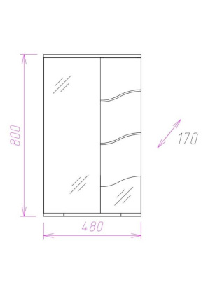 Шкаф-зеркало Onika Лайн 48 белый, правый, с подсветкой Шкаф-зеркало Onika Лайн 48 белый, правый, с подсветкой
