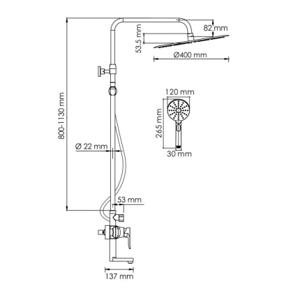 A166.117.127.087.CH Душевой комплект со смесителем