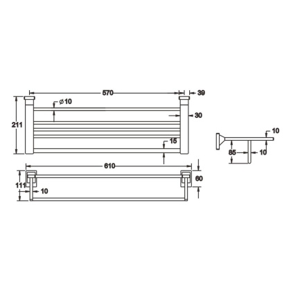 Полотенцедержатель с полкой, RG1608H Rose, Черный