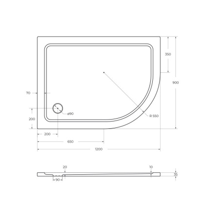 Поддон SMC CEZARES TRAY-M-RH-120/90-550-35-W-R Поддон SMC CEZARES TRAY-M-RH-120/90-550-35-W-R